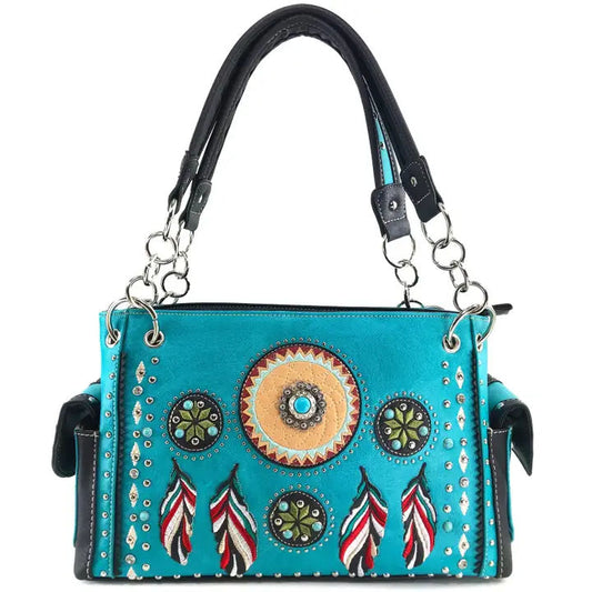 4 Feathers Concealed Carry Purse Turq