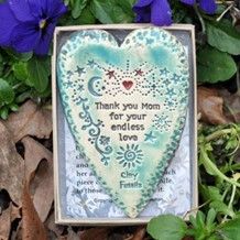 Ceramic Heart - Mom by Clay Fossils