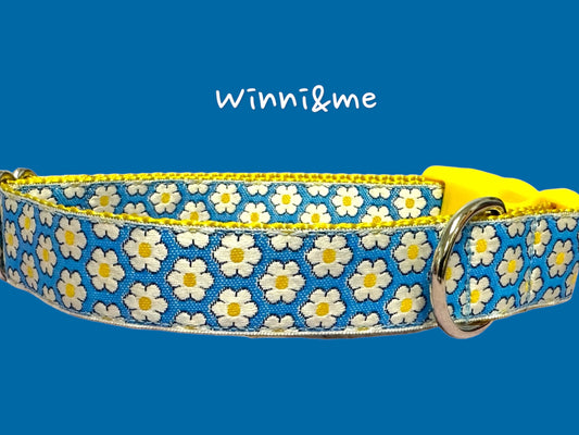 White & Yellow Daisy Dog Collar Winni&Me Woofwear SM 10-15