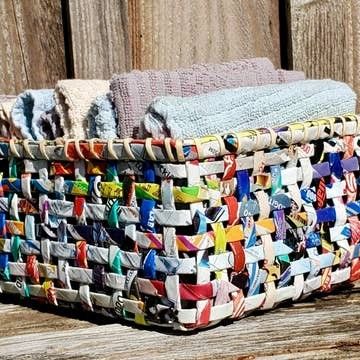 Basket - Med. - Rectangle - Upcycled Paper The Upcycled Paper Company 8" x 6" x 3.8"