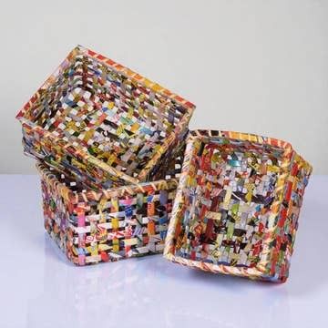 Basket - Sm Rectangle - Upcycled Paper The Upcycled Paper Company 6" x 5.5" x 3.5"