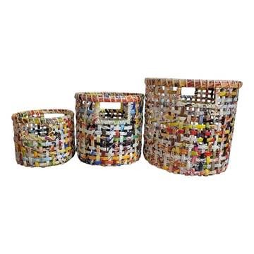 Basket - Sm. - Round - Upcycled Paper The Upcycled Paper Company 7" diameter x 6 1/2" high