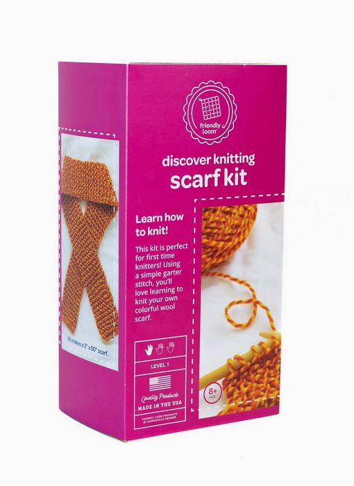 Knitting Kit Friendly Loom Yellow and Orange Scarf