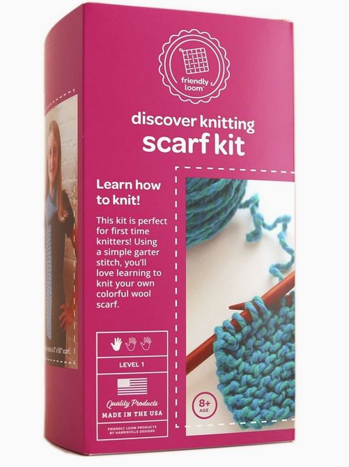 Knitting Kit Friendly Loom Blue Scarf