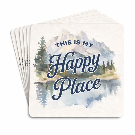 Bar Coasters  6 Pk Happy Place Mtn