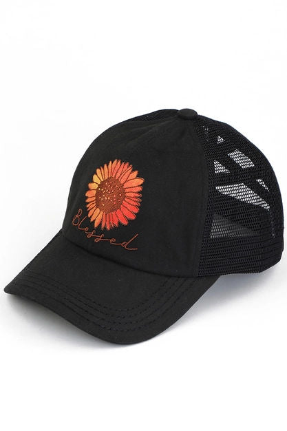Blessed  Pony Tail  Hat Black - 1152