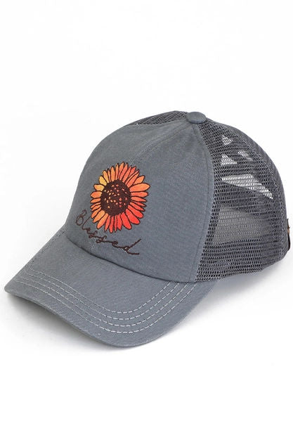 Blessed  Pony Tail  Hat  Grey
