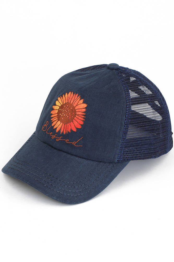 Blessed  Pony Tail  Hat  Navy