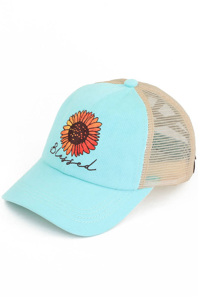 Blessed  Pony Tail  Hat  Turq