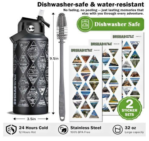 32 oz National Park Water Bottle w/Stickers  -1152