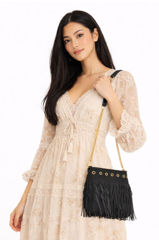 Fringe Purse with Chain Strap