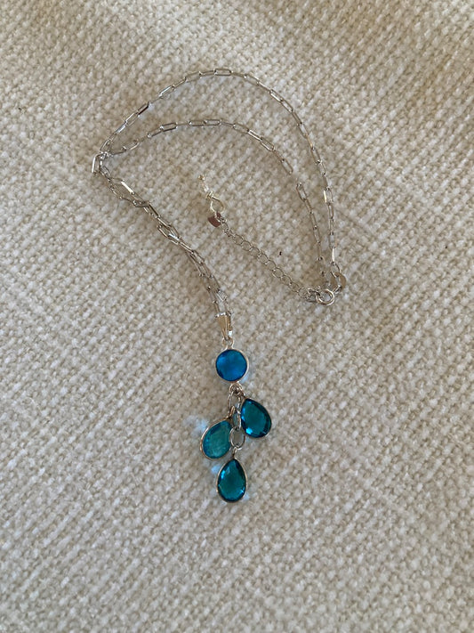14” Sterling Silver Chain 4 Bezel Gemstones Bellajules