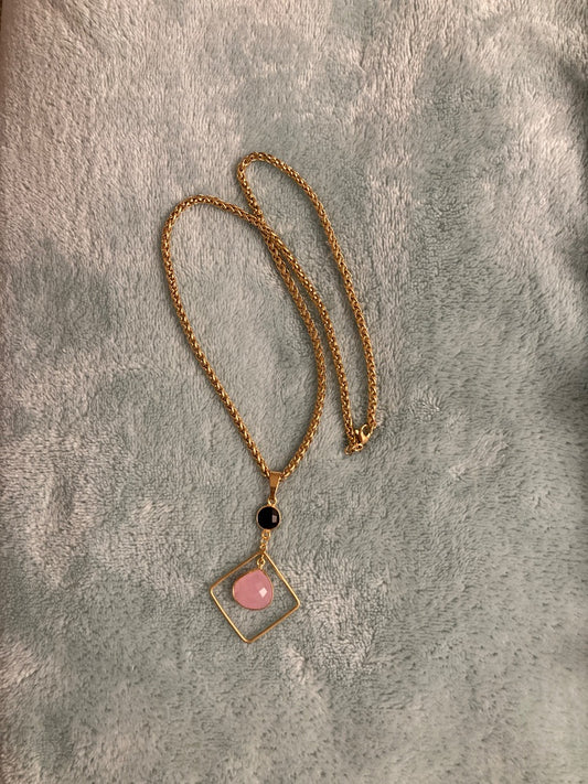 20” Gold Plated Spiga/Wheat Chain with Gemstone Pendant Bellajules