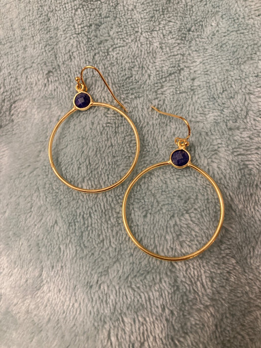 Gold Plated Sapphire Gemstone Earrings