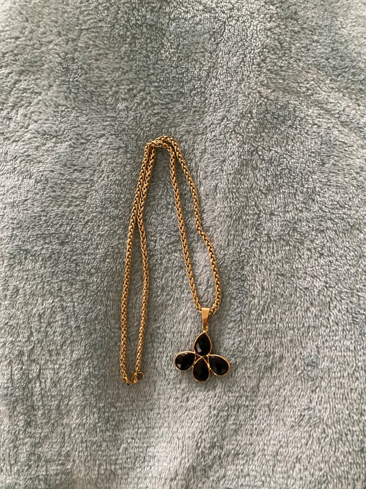 18” Gold Plated Onyx Pendant