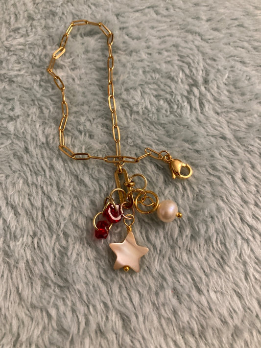 7” Gold Plated Bracelet with Charms Bellajules