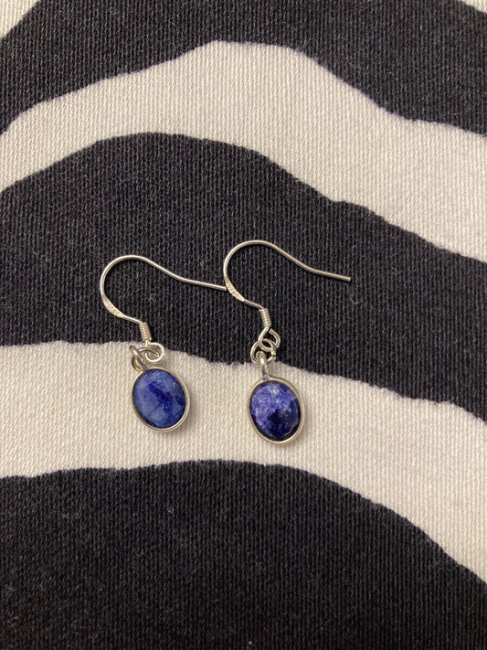 Sapphire Sterling Silver Bezel Earrings