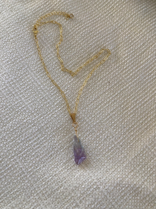 16” Tie Dyed  Amethyst Pendant Gold Plated Bellajules