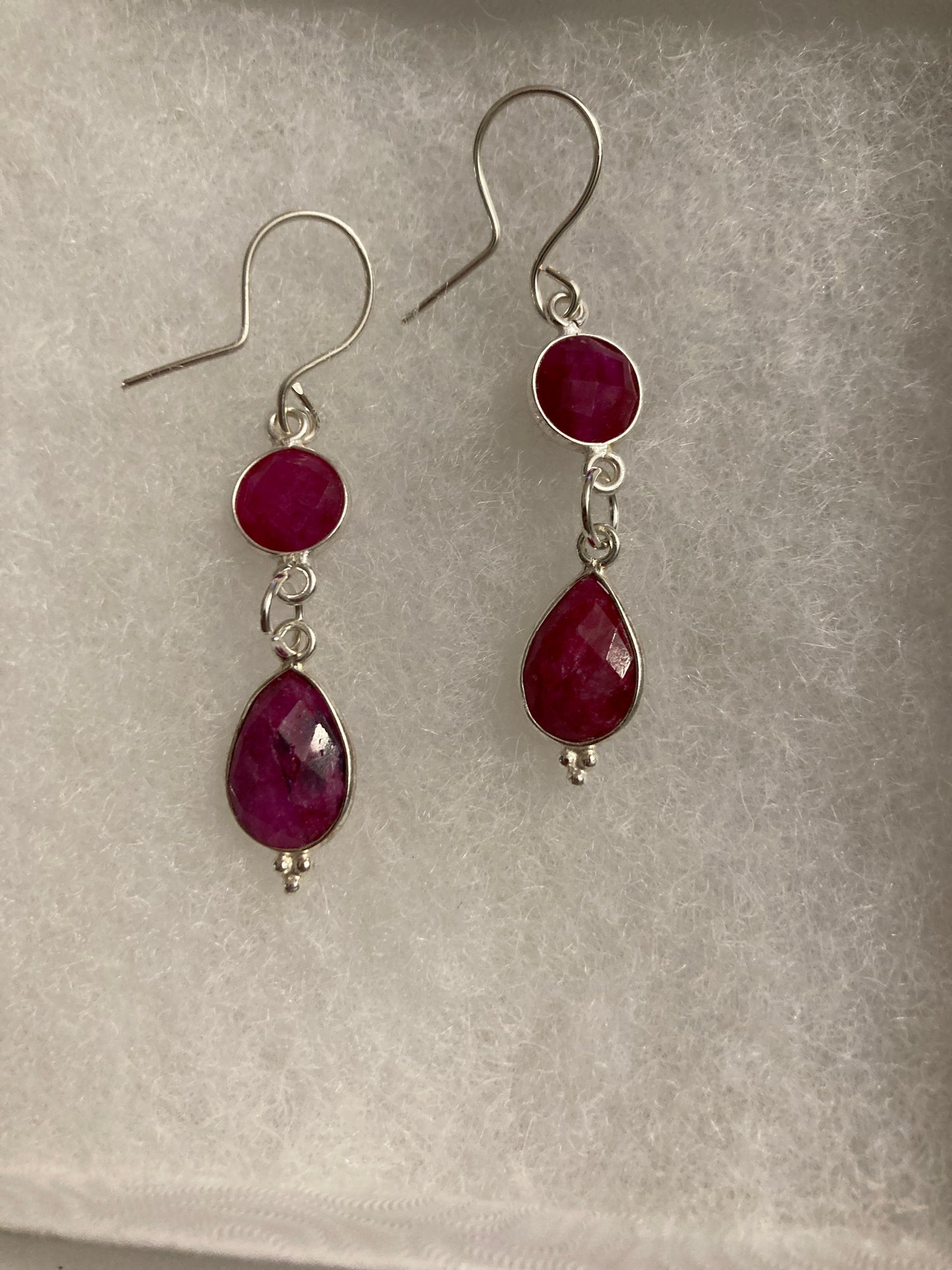 Ruby Sterling Silver Bezel Earrings  Bellajules 1” Drop
