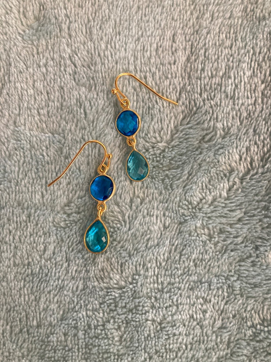 Blue Quartz Gold Vermeil Bezel Earrings (2 Stones) Bellajules