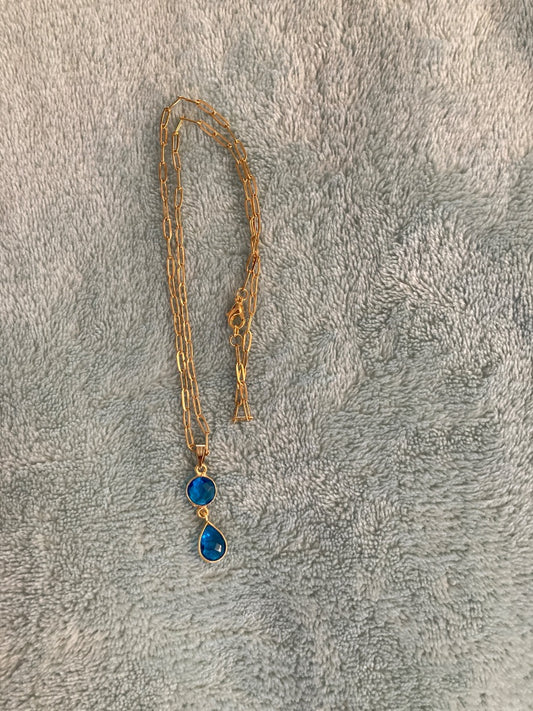 16” Gold Plated Cable Chain with Gemstone Pendant Bellajules