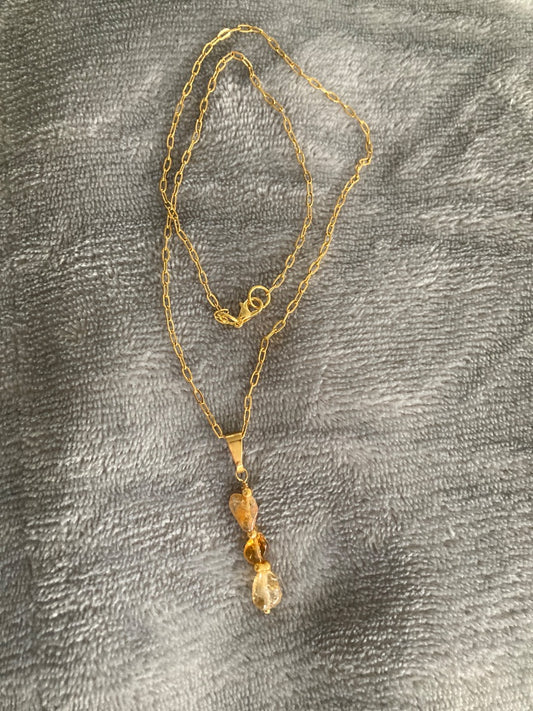 18” Goldplated Cable Chain/ Citrine Pendant Bellajules