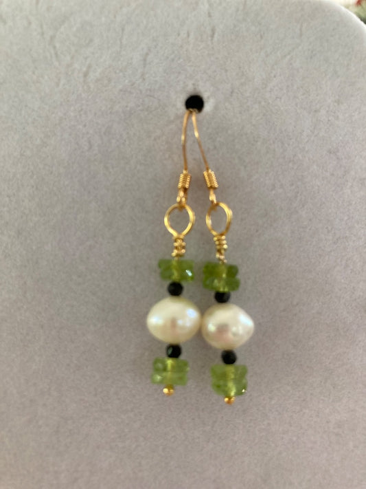 Peridot/Pearl Earrings Bellajules