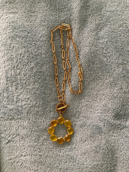 22” Gold Plated Paperclip Chain Gemstone Pendant Bellajules