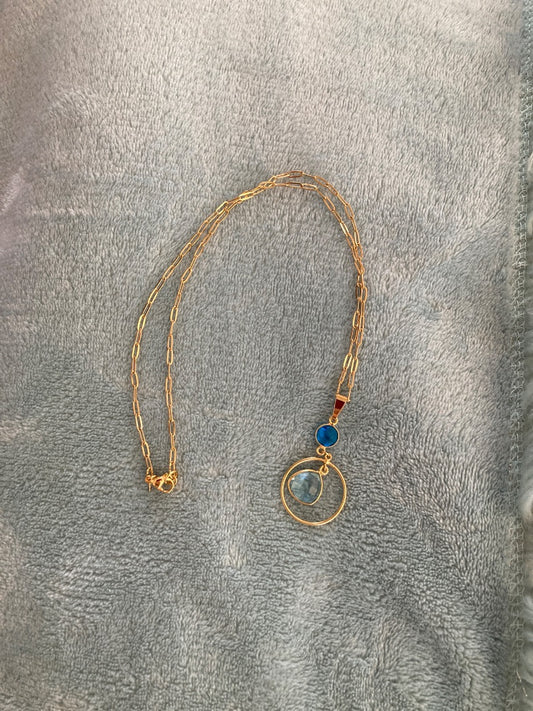20” Gold Plated Cable Chain Gemstone Pendant Bellajules