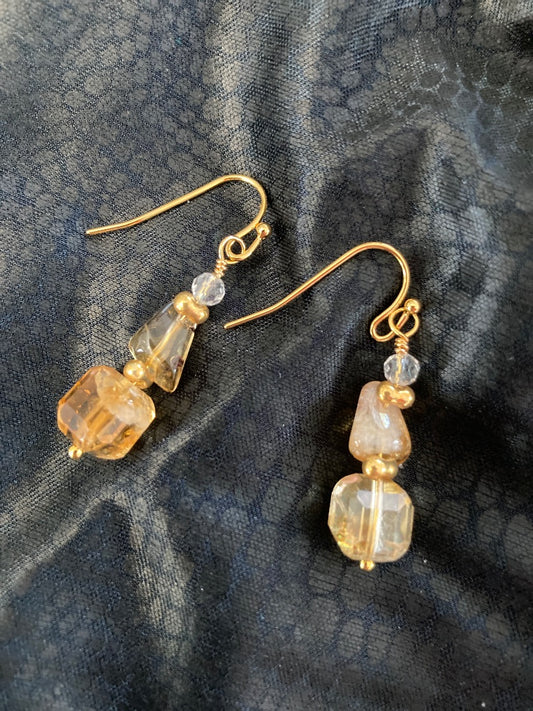Citrine Earrings Gold Plated Ear Wires Bellajules