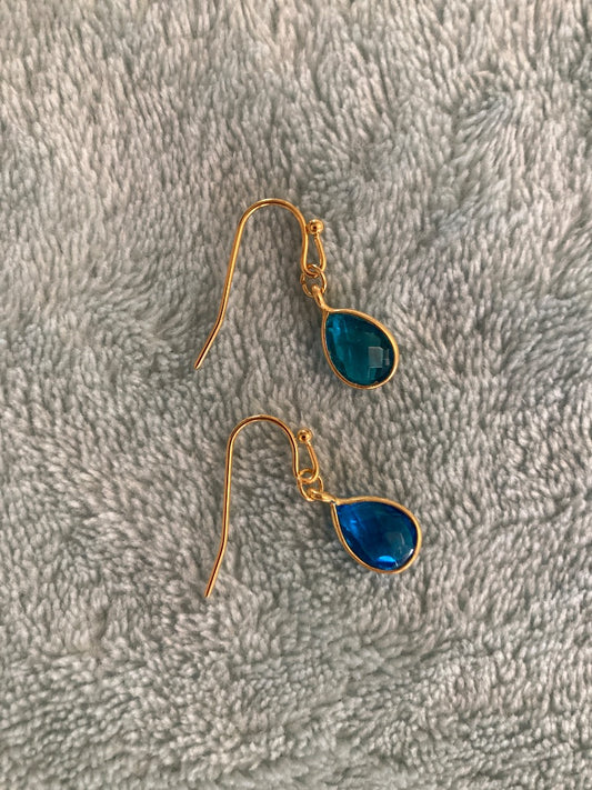 Blue Quartz Gold Vermeil Bezel Teardrop Earrings Bellajules