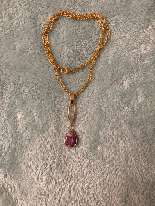 Impression Jasper Purple Pendant 16”