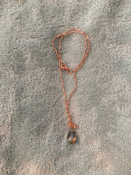 16” Copper Chain with Glass Pendant