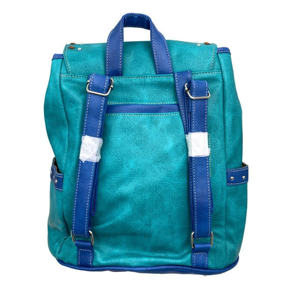 Embroidered Horse Backpack Purse Turq