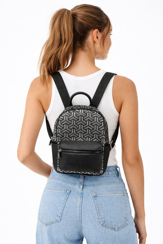 Metallic on Black Backpack Purse