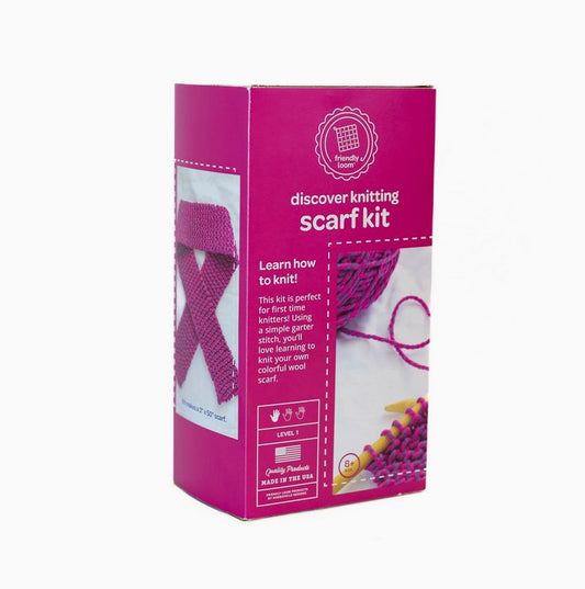 Knitting Kit Friendly Loom Pink and Purple Scarf
