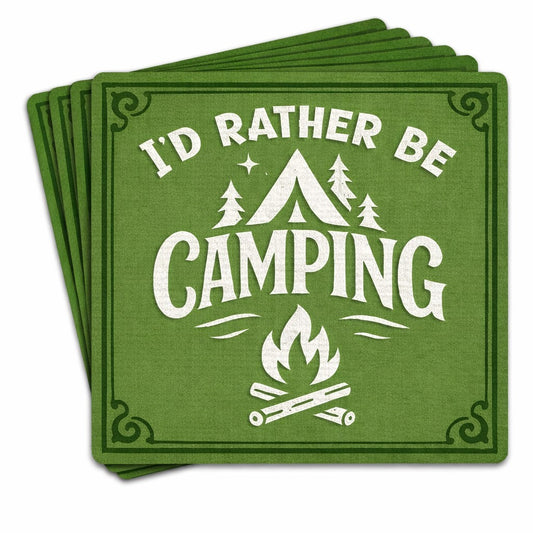 Bar Coasters  6 Pk Rather Be Camping